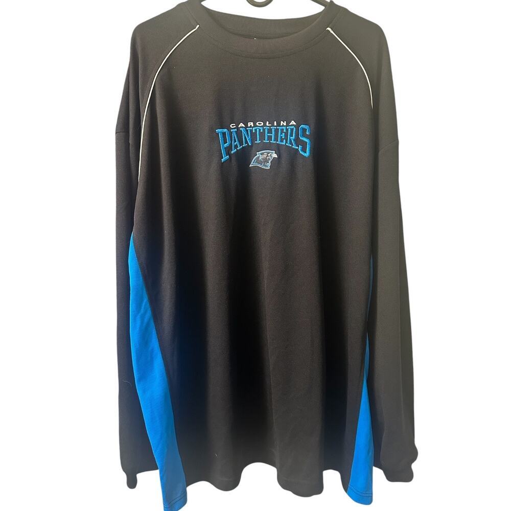 Carolina Panthers Oversized Crewneck Sweatshirt Mens 3XL Black Blue NFL Pullover